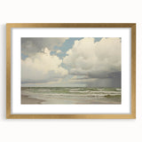 Vintage Landscape Art - Dramatic Clouds and Waves at the Beach