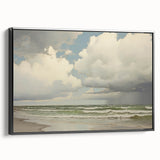Vintage Landscape Art - Dramatic Clouds and Waves at the Beach