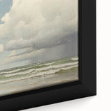Vintage Landscape Art - Dramatic Clouds and Waves at the Beach