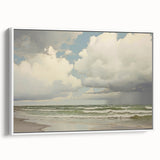 Vintage Landscape Art - Dramatic Clouds and Waves at the Beach