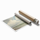 Vintage Landscape Art - Dramatic Clouds and Waves at the Beach