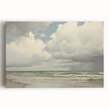 Vintage Landscape Art - Dramatic Clouds and Waves at the Beach