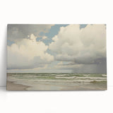 Vintage Landscape Art - Dramatic Clouds and Waves at the Beach
