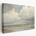 Vintage Landscape Art - Dramatic Clouds and Waves at the Beach
