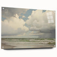 Vintage Landscape Art - Dramatic Clouds and Waves at the Beach