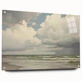 Vintage Landscape Art - Dramatic Clouds and Waves at the Beach