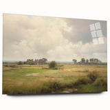 Vintage Landscape Art - Tranquil Country House and Lush Fields