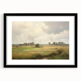 Vintage Landscape Art - Tranquil Country House and Lush Fields