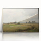 Vintage Landscape Art - Tranquil Country House and Lush Fields