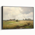 Vintage Landscape Art - Tranquil Country House and Lush Fields