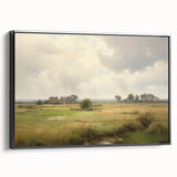 Vintage Landscape Art - Tranquil Country House and Lush Fields