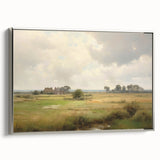 Vintage Landscape Art - Tranquil Country House and Lush Fields
