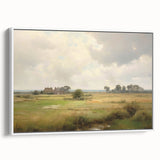 Vintage Landscape Art - Tranquil Country House and Lush Fields