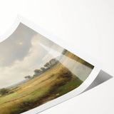 Vintage Landscape Art - Tranquil Country House and Lush Fields