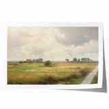 Vintage Landscape Art - Tranquil Country House and Lush Fields