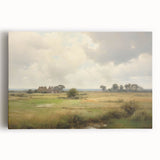 Vintage Landscape Art - Tranquil Country House and Lush Fields