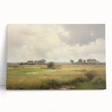 Vintage Landscape Art - Tranquil Country House and Lush Fields
