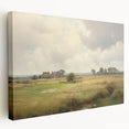 Vintage Landscape Art - Tranquil Country House and Lush Fields