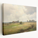 Vintage Landscape Art - Tranquil Country House and Lush Fields