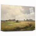 Vintage Landscape Art - Tranquil Country House and Lush Fields