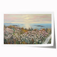 Vintage Landscape Art - Coastal Flowers and Ocean Horizon