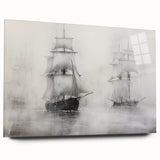 Vintage Landscape Art - Ships in Fog on the Open Sea