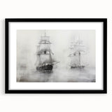 Vintage Landscape Art - Ships in Fog on the Open Sea
