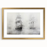 Vintage Landscape Art - Ships in Fog on the Open Sea