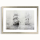 Vintage Landscape Art - Ships in Fog on the Open Sea