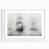 Vintage Landscape Art - Ships in Fog on the Open Sea