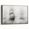 Vintage Landscape Art - Ships in Fog on the Open Sea