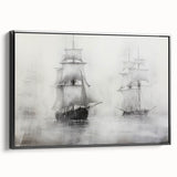 Vintage Landscape Art - Ships in Fog on the Open Sea
