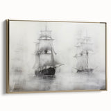 Vintage Landscape Art - Ships in Fog on the Open Sea