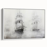 Vintage Landscape Art - Ships in Fog on the Open Sea