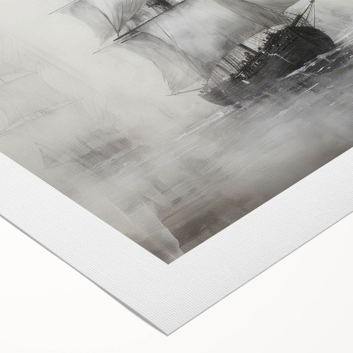 Vintage Landscape Art - Ships in Fog on the Open Sea
