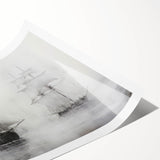 Vintage Landscape Art - Ships in Fog on the Open Sea