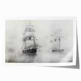Vintage Landscape Art - Ships in Fog on the Open Sea