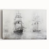 Vintage Landscape Art - Ships in Fog on the Open Sea