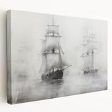 Vintage Landscape Art - Ships in Fog on the Open Sea