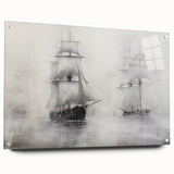 Vintage Landscape Art - Ships in Fog on the Open Sea