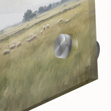 Vintage Landscape Art - Grazing Sheep in a Serene Meadow