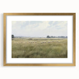 Vintage Landscape Art - Grazing Sheep in a Serene Meadow