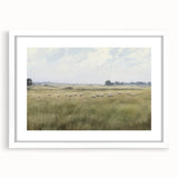 Vintage Landscape Art - Grazing Sheep in a Serene Meadow
