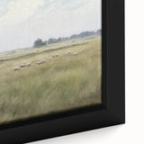 Vintage Landscape Art - Grazing Sheep in a Serene Meadow