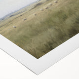Vintage Landscape Art - Grazing Sheep in a Serene Meadow