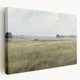 Vintage Landscape Art - Grazing Sheep in a Serene Meadow