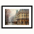 Vintage Landscape Art - Parisian Street with Rainy Atmosphere