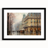 Vintage Landscape Art - Parisian Street with Rainy Atmosphere