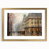Vintage Landscape Art - Parisian Street with Rainy Atmosphere