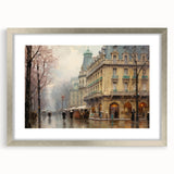 Vintage Landscape Art - Parisian Street with Rainy Atmosphere